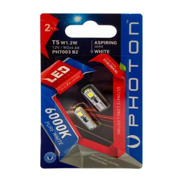 Photon T5 12V W1.2W 3 SMD LED (2Lİ BLİSTER) PH7003 B2 ürün görseli 1