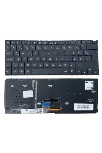 Asus ile Uyumlu Zenbook Flip UX360UAK-DQ264T Notebook Klavye Işıklı Siyah TR