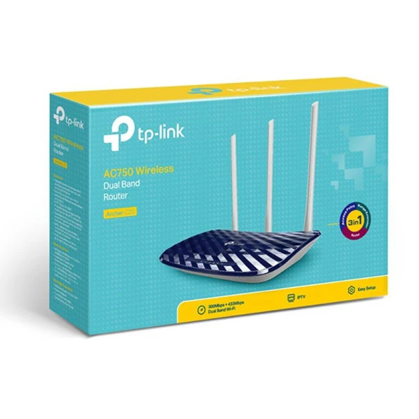 Tp-Link Archer C20 AC750 4 PORT + 300 Mbps Acces Point-Router - 4