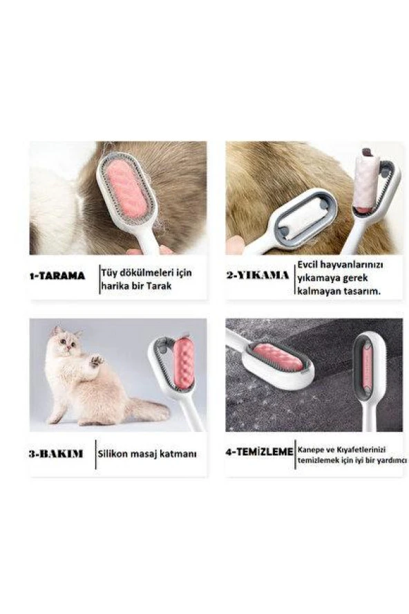 Valkyrie Su Hazneli Kedi Yıkama Fırçası Kedi Tarağı Sulu Yeni Nesil Pembe - 6