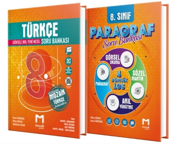 MOZAİK YAYINLARI 8. Sınıf Türkçe - Paragraf Soru Bankası (2 Kitap)