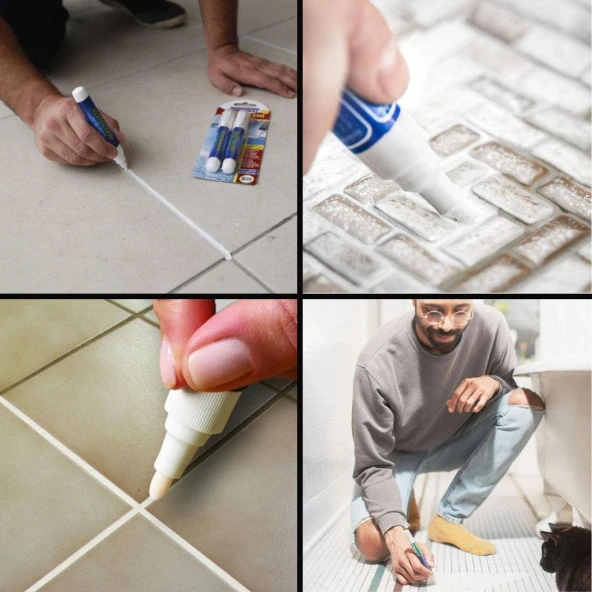 5'li Set Derz Dolgu Kalemi Fayans Beyaz Hızlı Kuruyan Su Bazlı Kokusuz Kalıcı Yenileme 5 Adet - 2