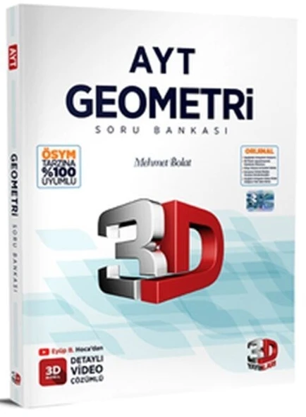 2023 AYT 3D Geometri Tamamı Video Çözümlü Soru Bankası 3D Yayınları ürün görseli 1