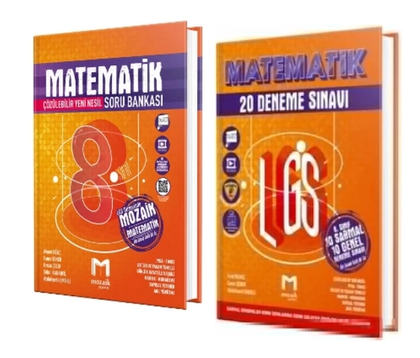 MOZAİK YAYINLARI 8. Sınıf Matematik Soru Bankası ve Matematik 20 Deneme (2 Kitap)