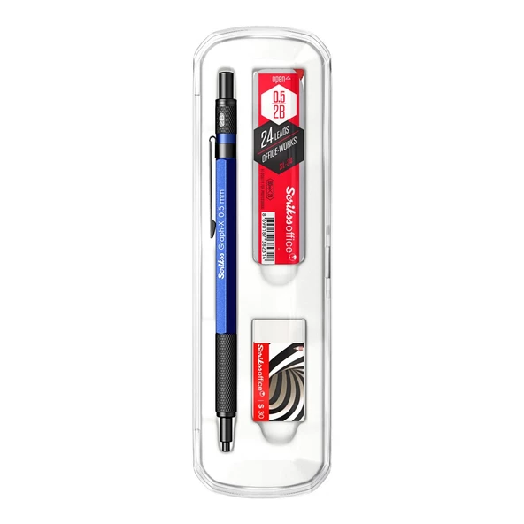 Scrikss Graph-X Versatil Uçlu Kalem Uç+Silgi 3 lü Okul Seti Kristal Kutu 0.5 - 4