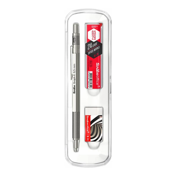 Scrikss Graph-X Versatil Uçlu Kalem Uç+Silgi 3 lü Okul Seti Kristal Kutu 0.5 - 2