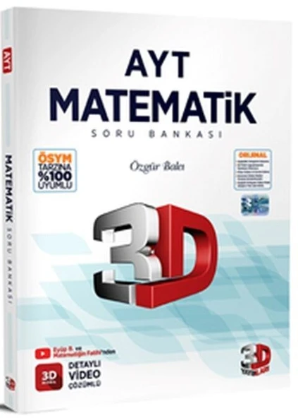 AYT 3D Matematik Tamamı Video Çözümlü Soru Bankası 3D Yayınları ürün görseli 1