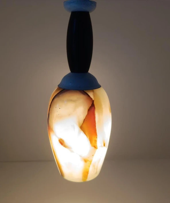 Lamba Oniks Taşı Avize Gece Lambası Sarkıt Işık Ev Aydınlatma Dekorasyon - 5