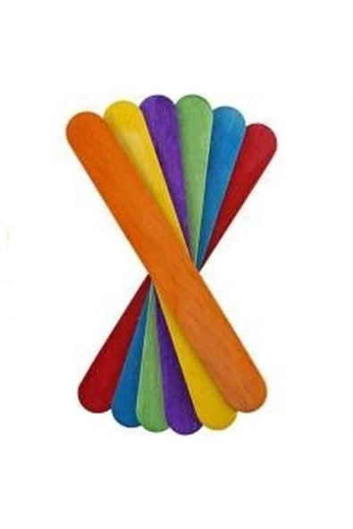 Bons Renkli-geniş-ahşab Çubuk -abeslang- Dil Çubuğu 50 Li El Işi Etkinlikleri ( Kırtasiye)