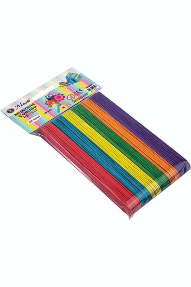 Bons Renkli-geniş-ahşab Çubuk -abeslang- Dil Çubuğu 50 Li El Işi Etkinlikleri ( Kırtasiye) - 2