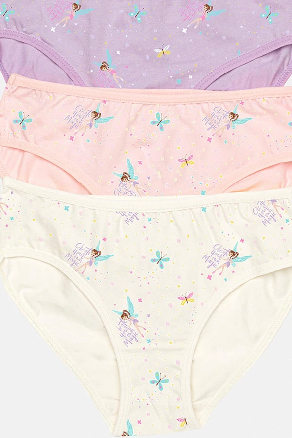 Kız Çocuk Pamuklu Renkli Desenli Bikini Külot 3 Lü Paket - 2