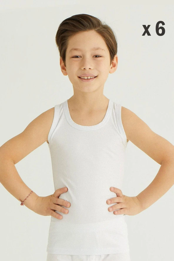 Erkek Çocuk Penye Beyaz Atlet Pamuk 6 Lı