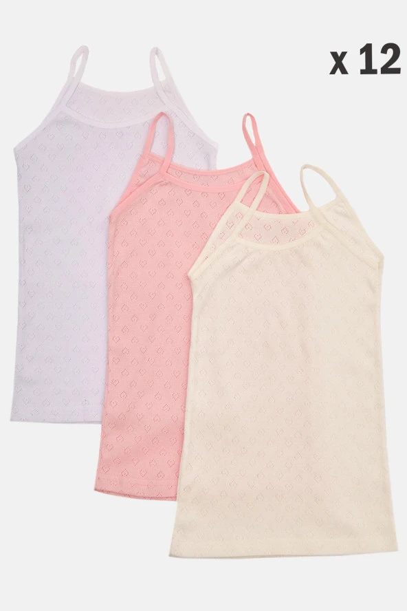 Kız Çocuk Pamuklu Penye 12 Li Ip Askılı Atlet