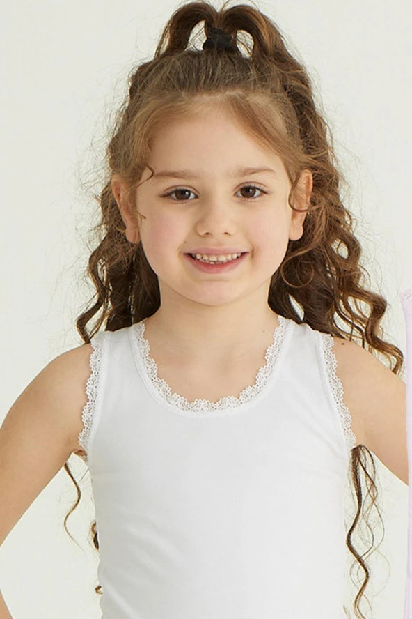 Kız Çocuk Atlet Külot Takım 6 Lı Beyaz Renk - 2