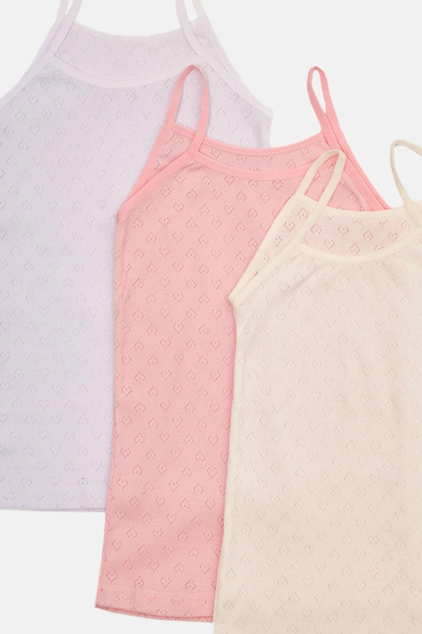 Kız Çocuk Pamuklu Penye 12 Li Ip Askılı Atlet - 2