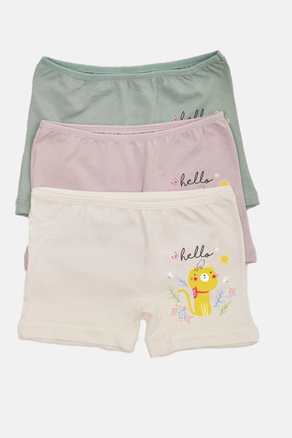 Kız Çocuk Renkli Likralı Pamuklu Boxer Külot 12 Li - 3