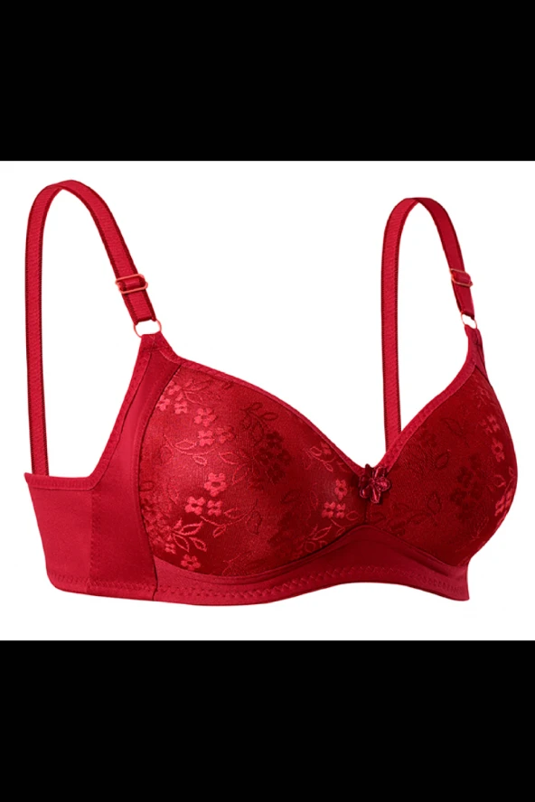 Ebru Silikonlu Toparlayıcı Dantelli Sütyen Bordo