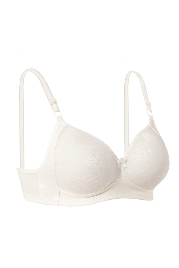 Ebru Silikonlu Toparlayıcı Dantelli Sütyen Ekru