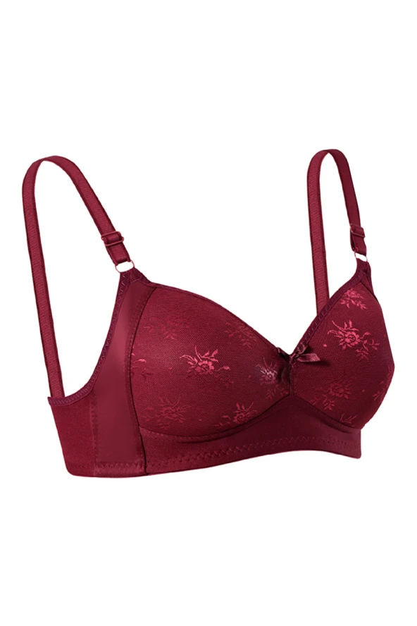 Ebru Silikonlu Toparlayıcı Dantelli Sütyen Mürdüm