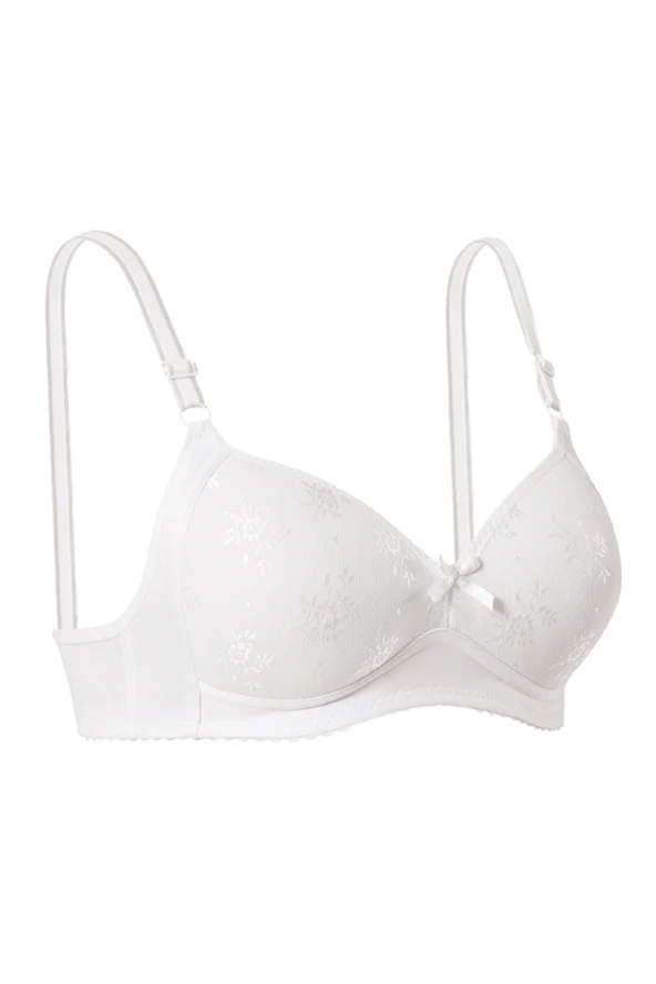 Ebru Silikonlu Toparlayıcı Dantelli Sütyen Beyaz