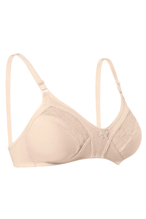 Kadın Toparlayıcı Penye Ara Dantel Sütyen Bej
