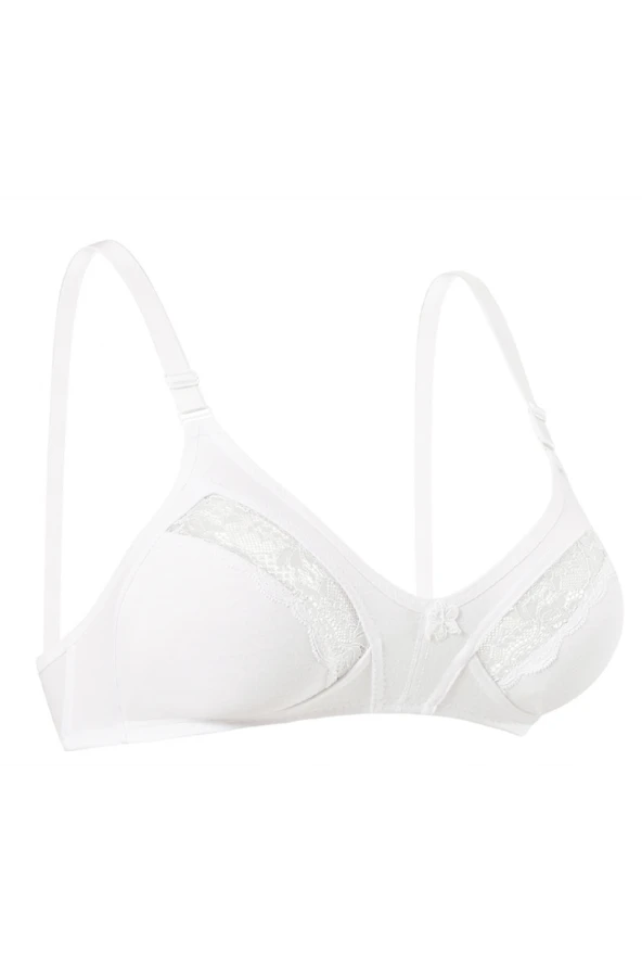 Kadın Toparlayıcı Penye Ara Dantel Sütyen Beyaz