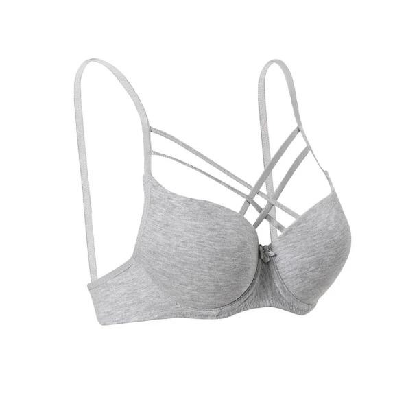 Destekli Dolgulu Dekolteli Bralet Sütyen Gri Melanj