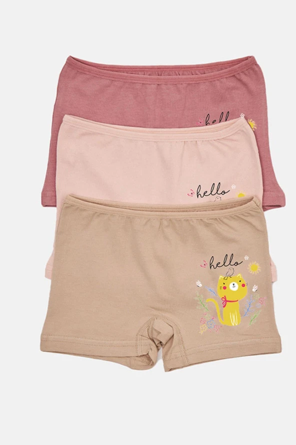 Kız Çocuk Renkli Likralı Pamuklu Boxer Külot 12 Li - 2