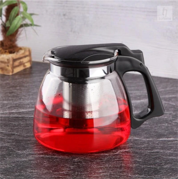 Tohana süzgeçli cam demlik 1100 ml. tea pot