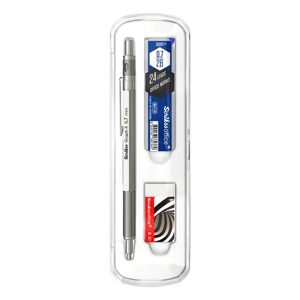 Scrikss Graph-X Versatil Uçlu Kalem Uç+Silgi 3 lü Okul Seti Kristal Kutu 0.7 - 8