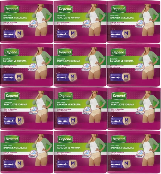 Depend Emici Külot Hasta Bezi Medium - Orta Kadın 120 Adet (12PK*10) ürün görseli 1