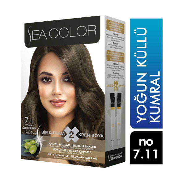 SEA COLOR  2 Lİ TÜP KREM SAÇ BOYASI 7/11 YOĞUN KÜLLÜ KUMRAL