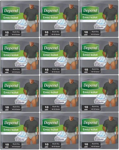 Depend Emici Külot Hasta Bezi Large - Büyük Erkek 120 Adet (12PK*10)