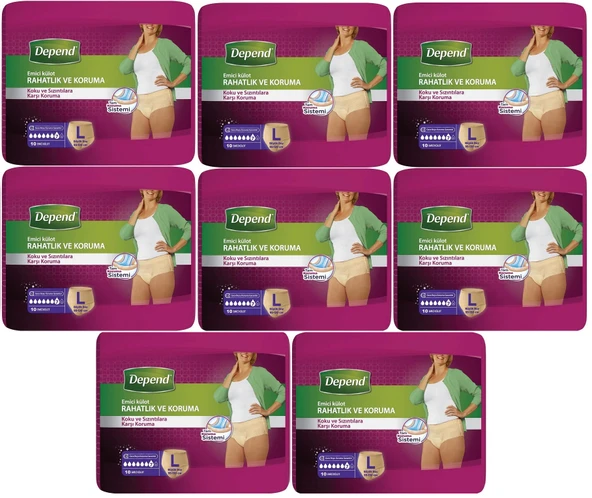Depend Emici Külot Hasta Bezi Large - Büyük Kadın 80 Adet (8PK*10)