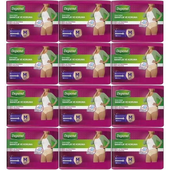 Depend Emici Külot Hasta Bezi Medium - Orta Kadın 120 Adet (12PK*10) ürün görseli 1