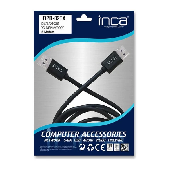 Inca IDPD-02TX Displayport to Displayport 4K Kablo 2 Metre - 4