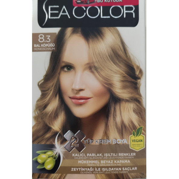 SEA COLOR  2 Lİ TÜP KREM SAÇ BOYASI  8/3 BAL KÖPÜĞÜ