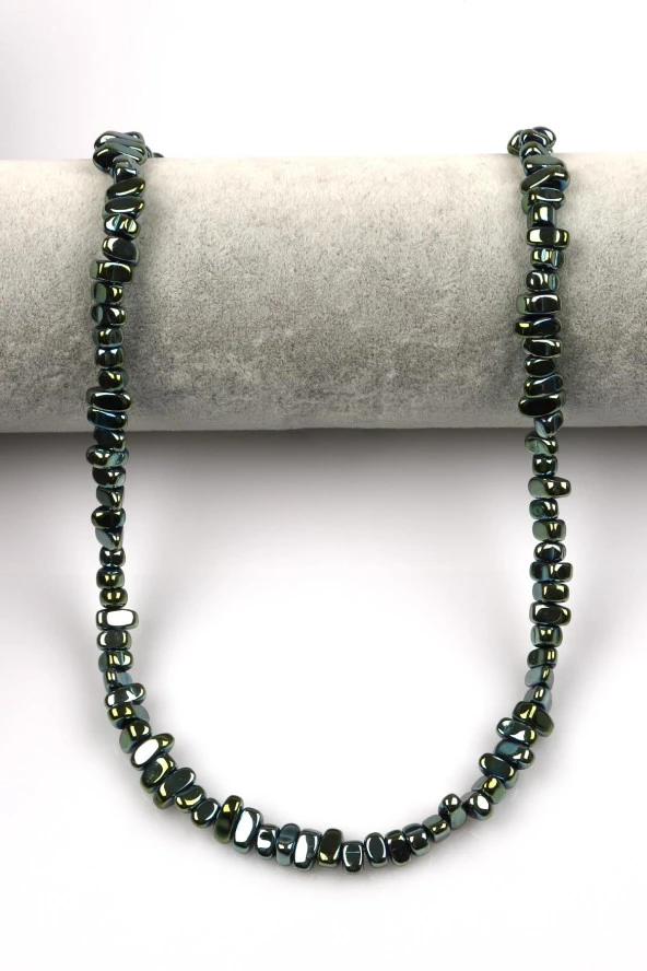 Su Yeşili Renkli Hematit Dizi 4 x 8 mm Kırık Model Kesim - Resim 2