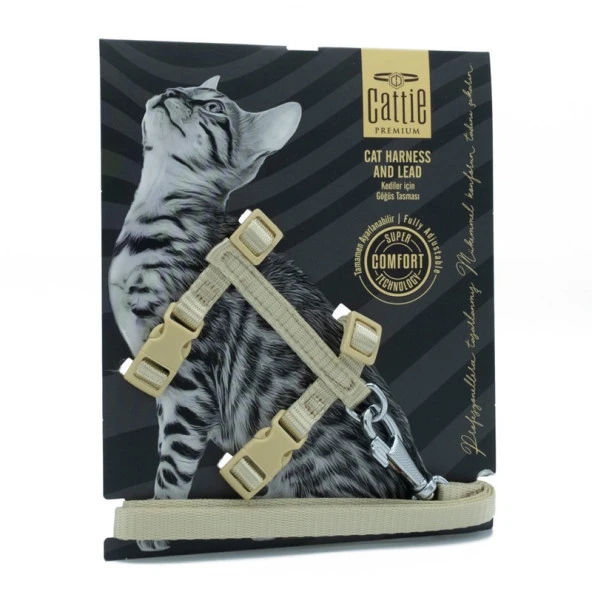 Cattie Kedi Göğüs ve Gezirme Tasması Takım Haki 1x25-40 Cm - 2