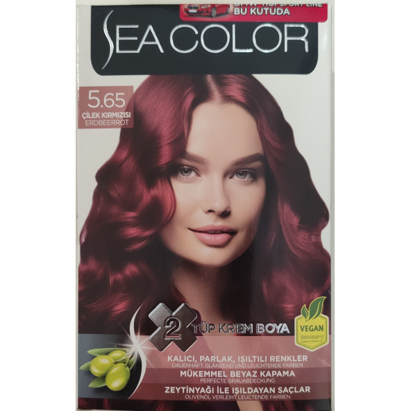 SEA COLOR  2 Lİ TÜP KREM SAÇ BOYASI 5/65  ÇİLEK KIRMIZISI ürün görseli 1