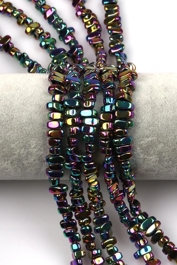 Renkli Hematit Dizi 4 x 8 mm Kırık Model Kesim ürün görseli