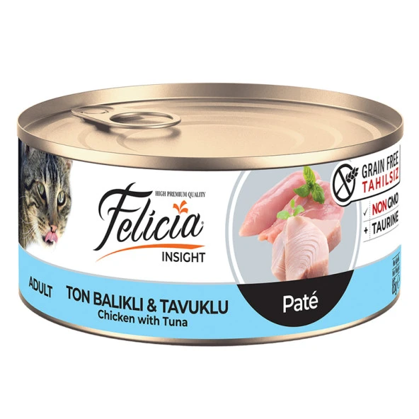 Felicia Tahılsız Ton Balıklı Tavuklu Kıyılmış Kedi Konservei 85 Gr