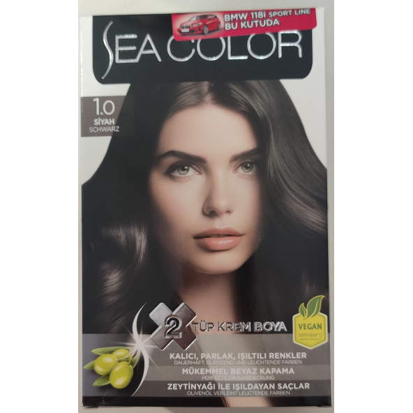 SEA COLOR  2 Lİ TÜP KREM SAÇ BOYASI 1/0 SİYAH ürün görseli 1