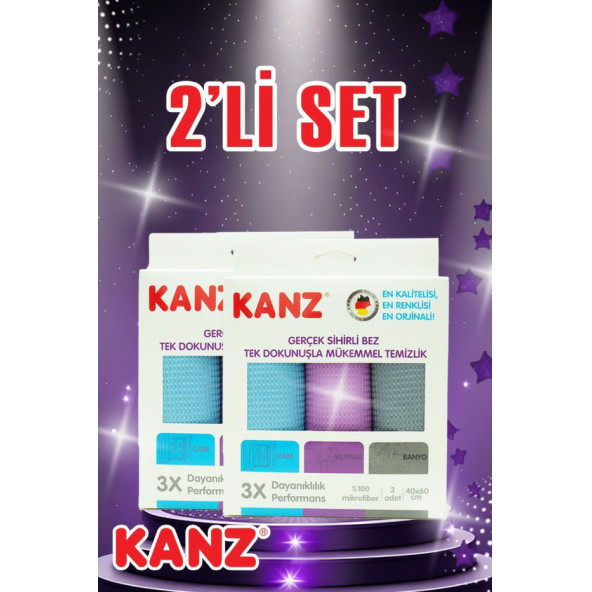 Kanz 3'lü Alman Mikrofiber Temizlik Bezi (2'li Set)