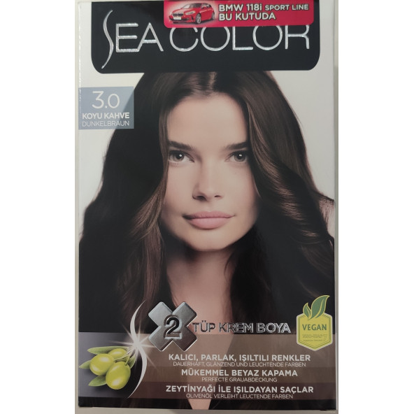 SEA COLOR  2 Lİ TÜP KREM SAÇ BOYASI 3/0  KOYU KAHVE