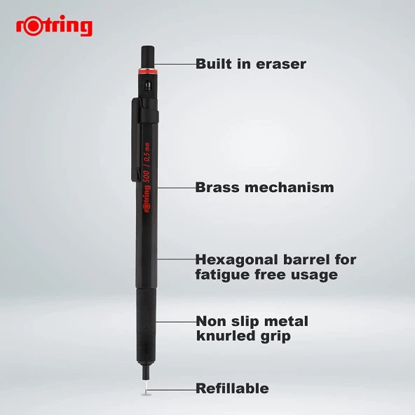 Rotring 500 Versatil Kalem 0.5 mm Siyah (2186325) - Resim 2