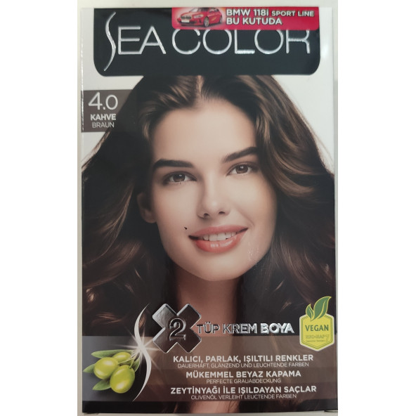 SEA COLOR  2 Lİ TÜP KREM SAÇ BOYASI 4/0 KAHVE ürün görseli 1