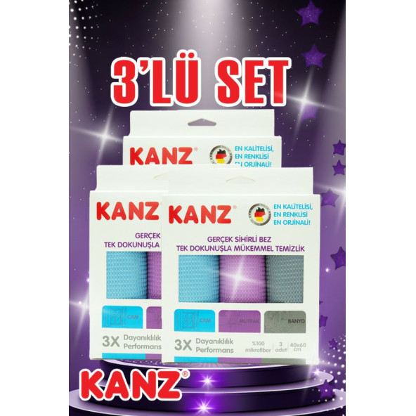 Kanz 3'lü Alman Mikrofiber Temizlik Bezi (3'lü Set)