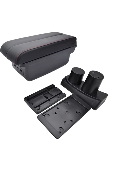 Citroen C-elysee 2014-2016 Delmesiz Kol Dayama Kolçak Usb+Çift Açılır Siyah Dikişli - 2