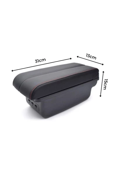 Citroen C-elysee 2014-2016 Delmesiz Kol Dayama Kolçak Usb+Çift Açılır Siyah Dikişli - 5